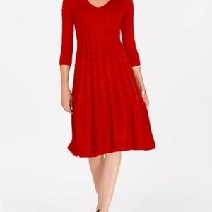 Flattering cable knit sweater dress